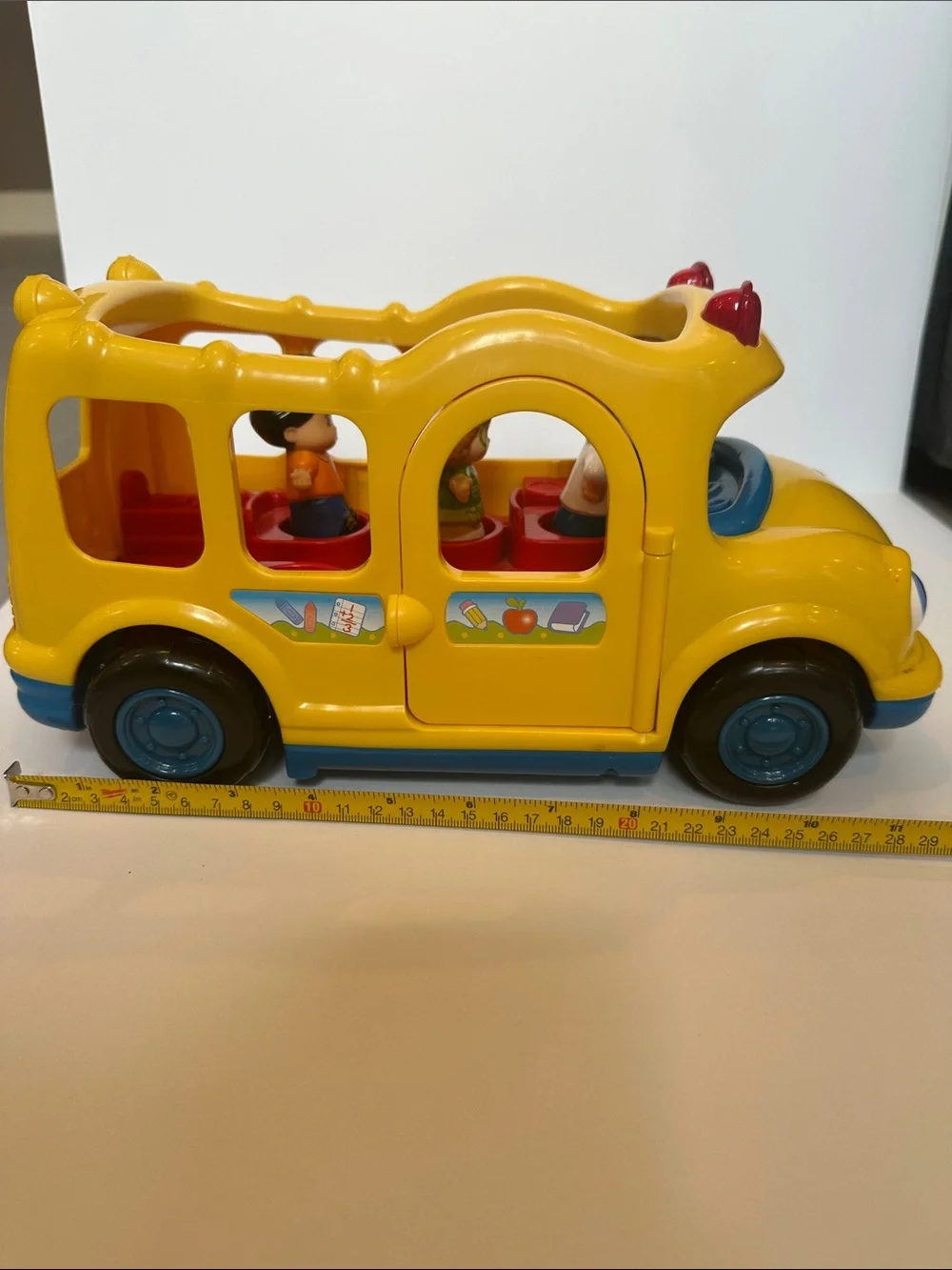 Fisher-Price LittlePeople Talking School Bus Toy with Red Lights and Blue Trim